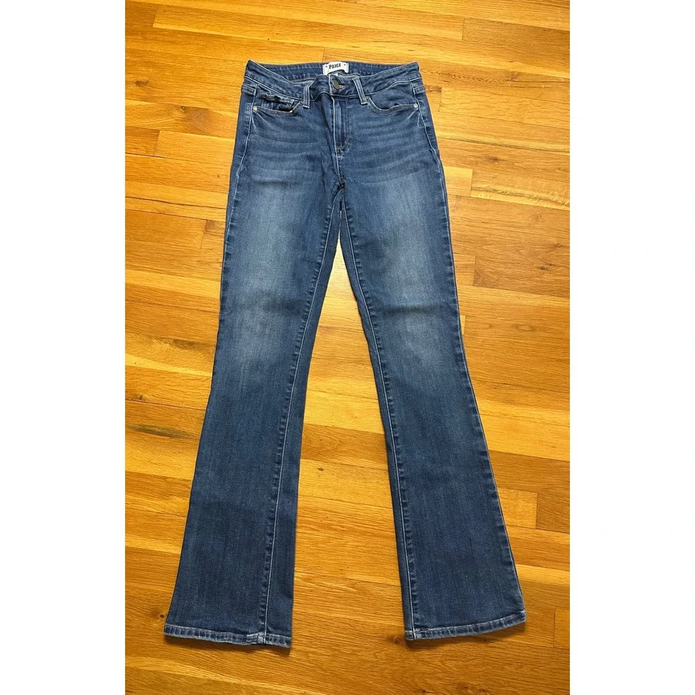 Paige Manhattan Bootcut Jeans Womens 28 Blue Medium Wash Stretch Denim Flare